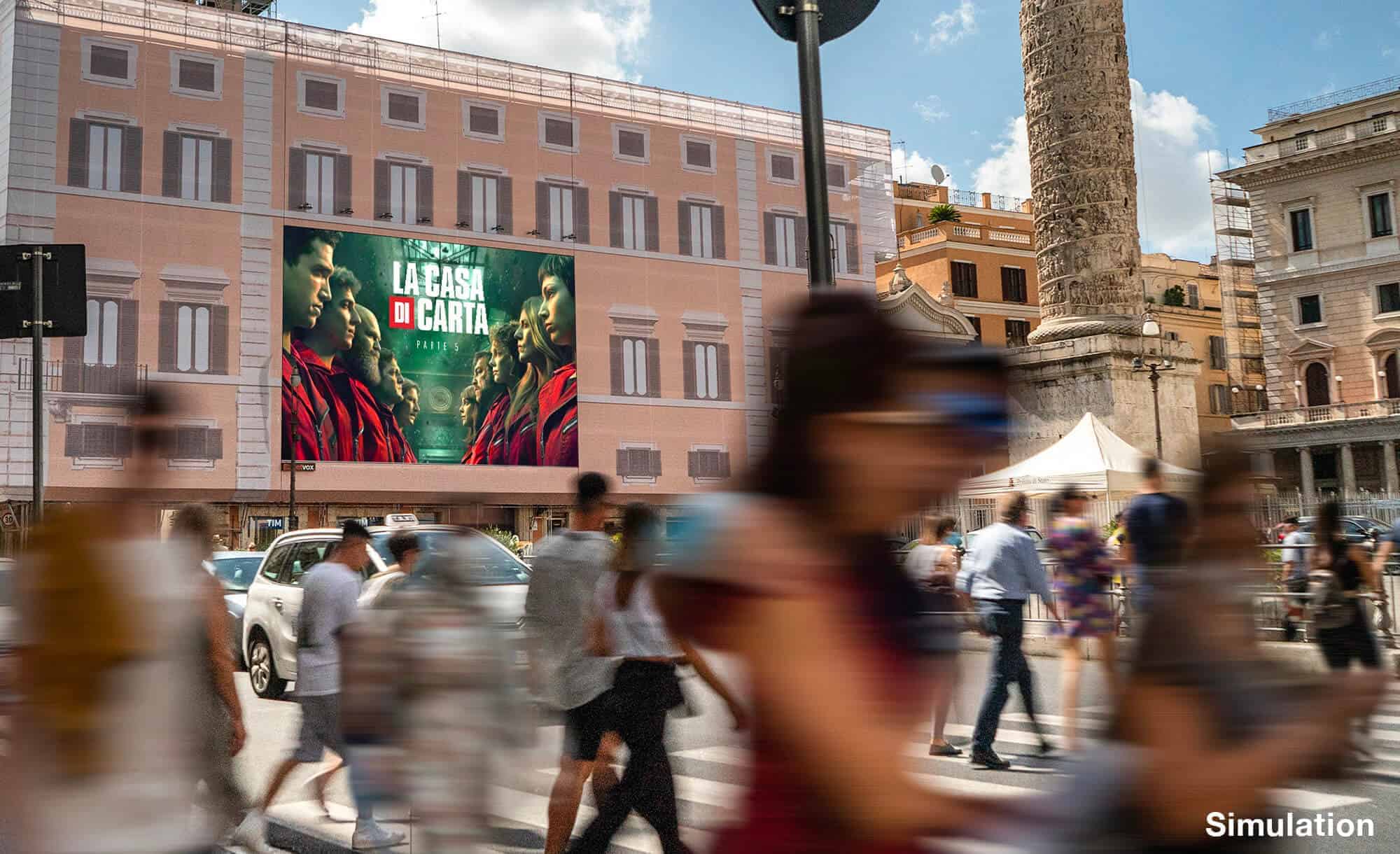 Maxi Affissione a Roma in Piazza Colonna con Netflix (Entertainment)