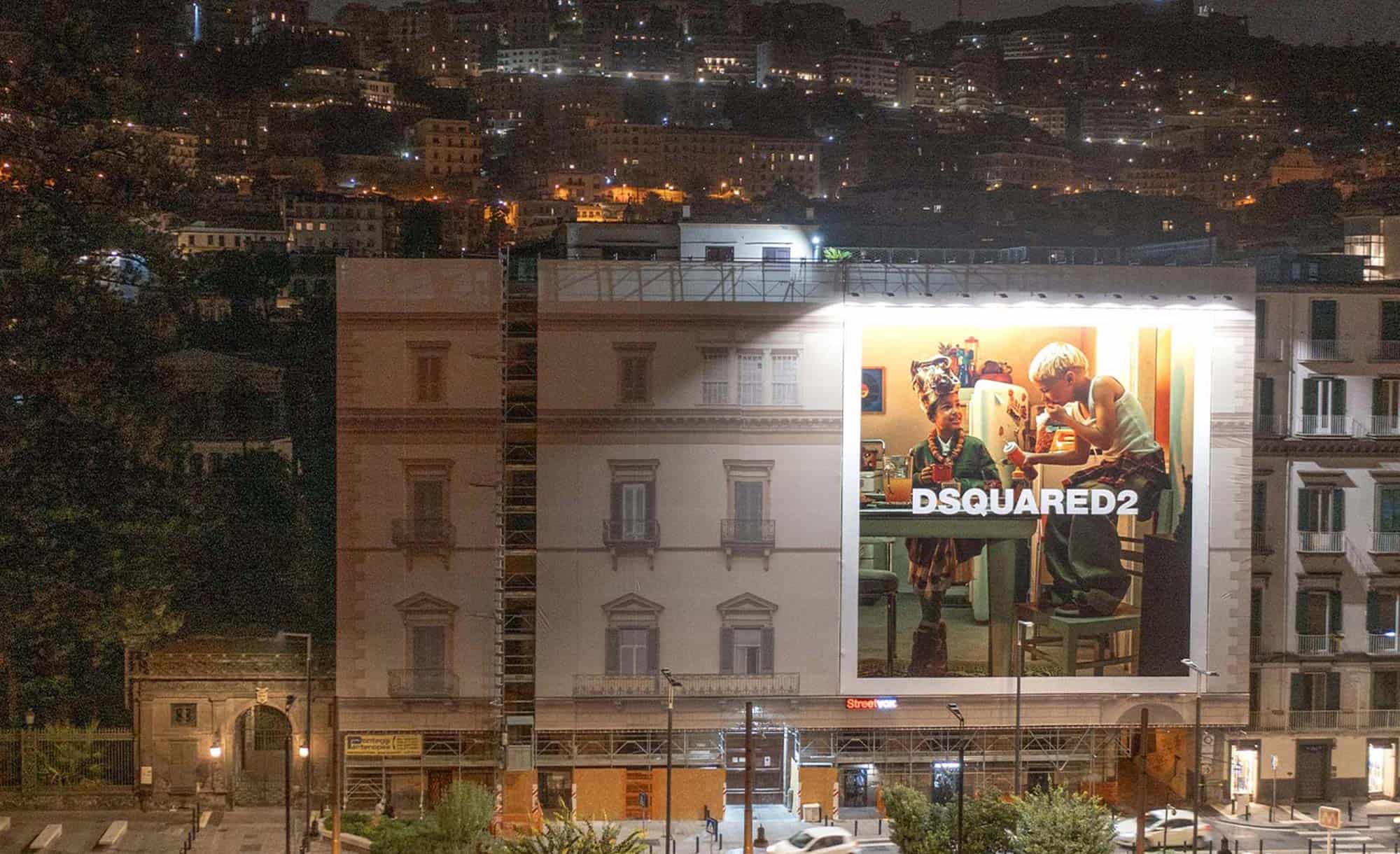 billboard in Riviera di Chiaia 202, Naples with DSquared2 (fashion)
