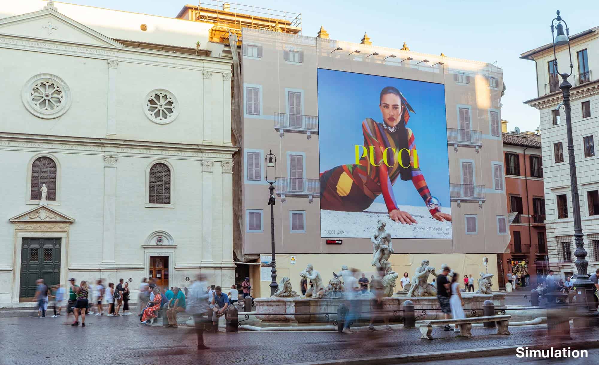 billboard in Piazza Noavona 106, Rome with Pucci (fashion)