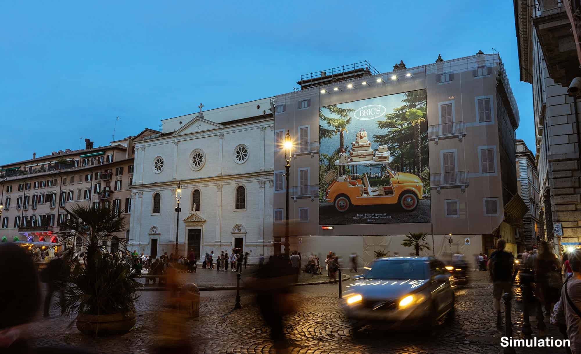 billboard in Piazza Noavona 106, Rome with Brics (fashion)