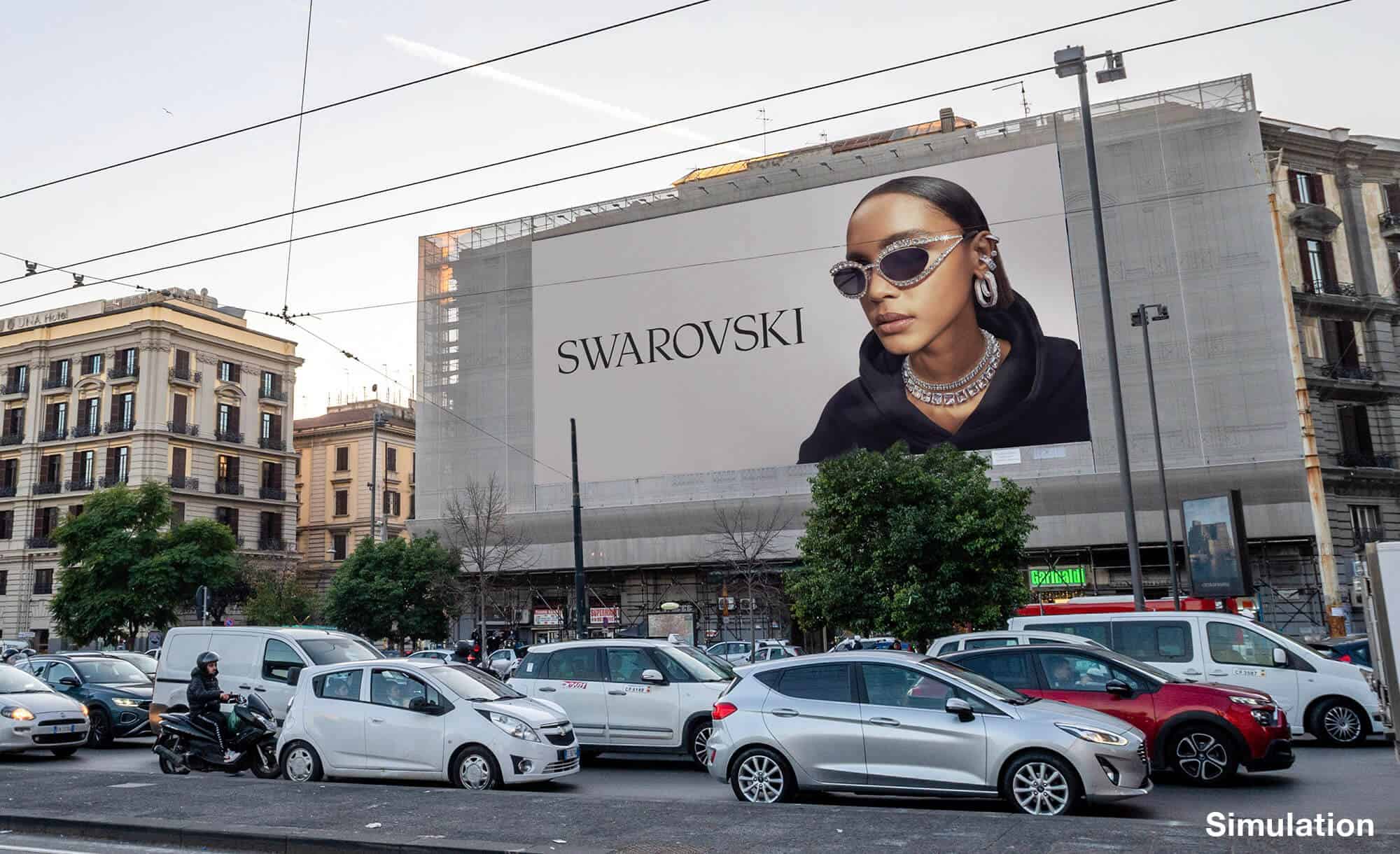 billboard in Piazza Garibaldi, Naples with Swarovsky (luxury)