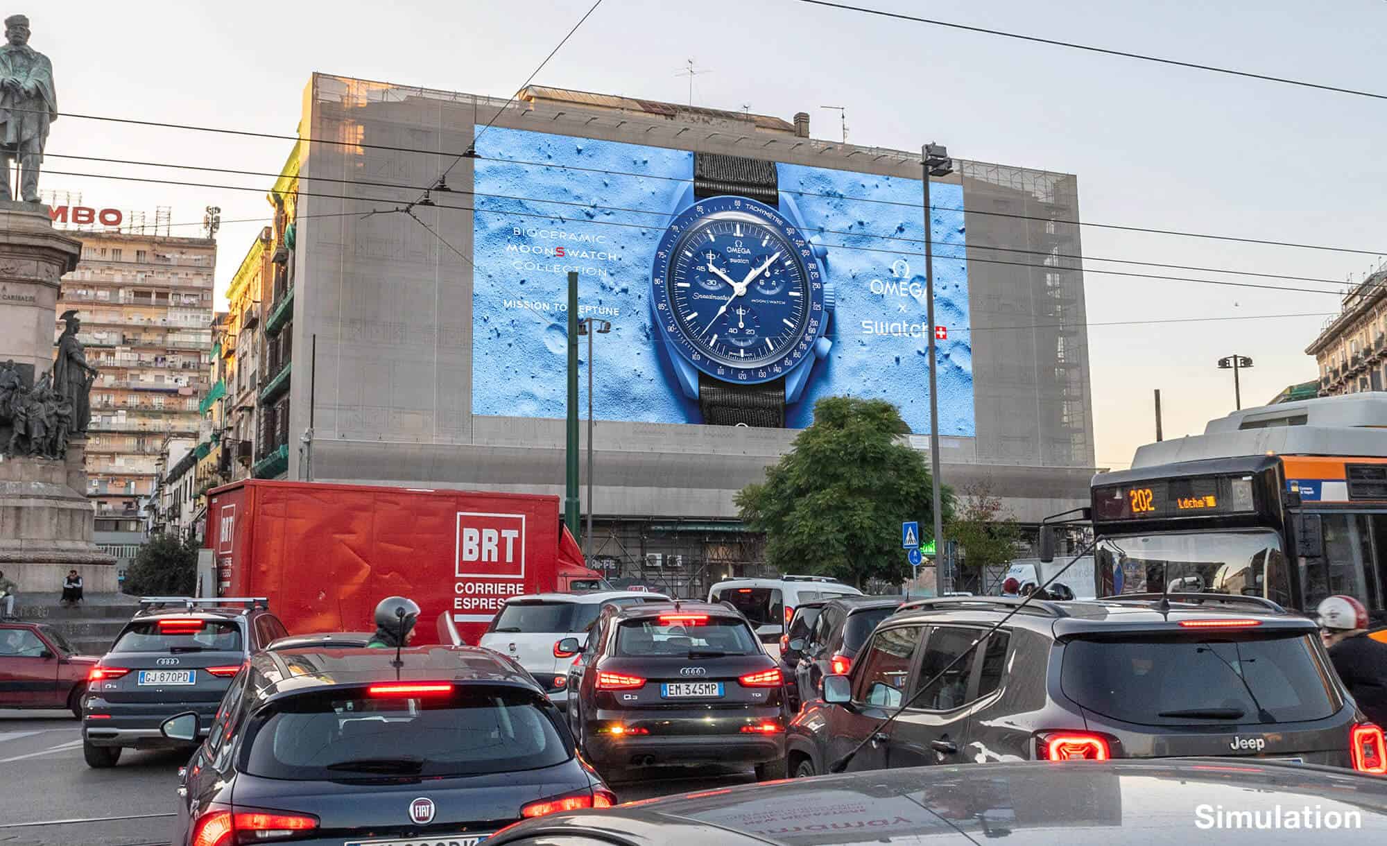 billboard in Piazza Garibaldi, Naples with Swatch (fashion)